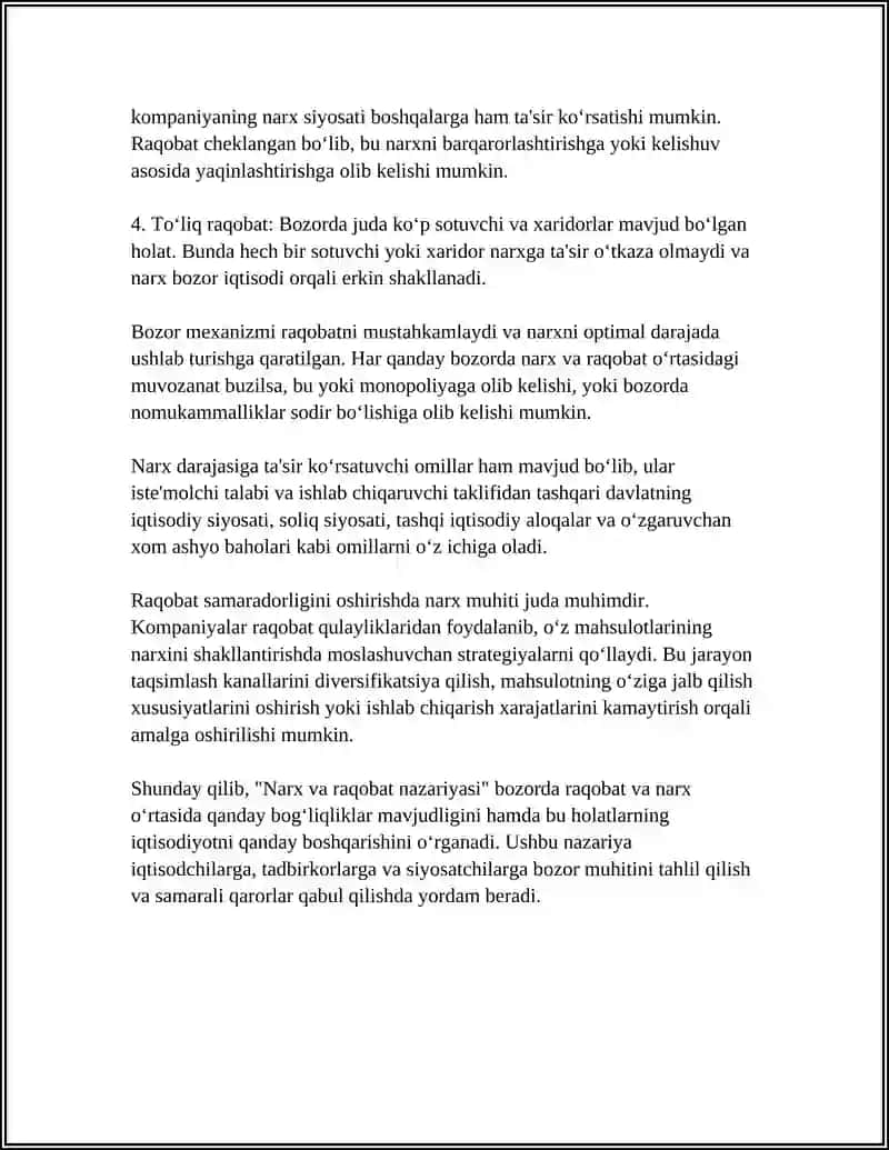 Narx va raqobat nazariyasi 4