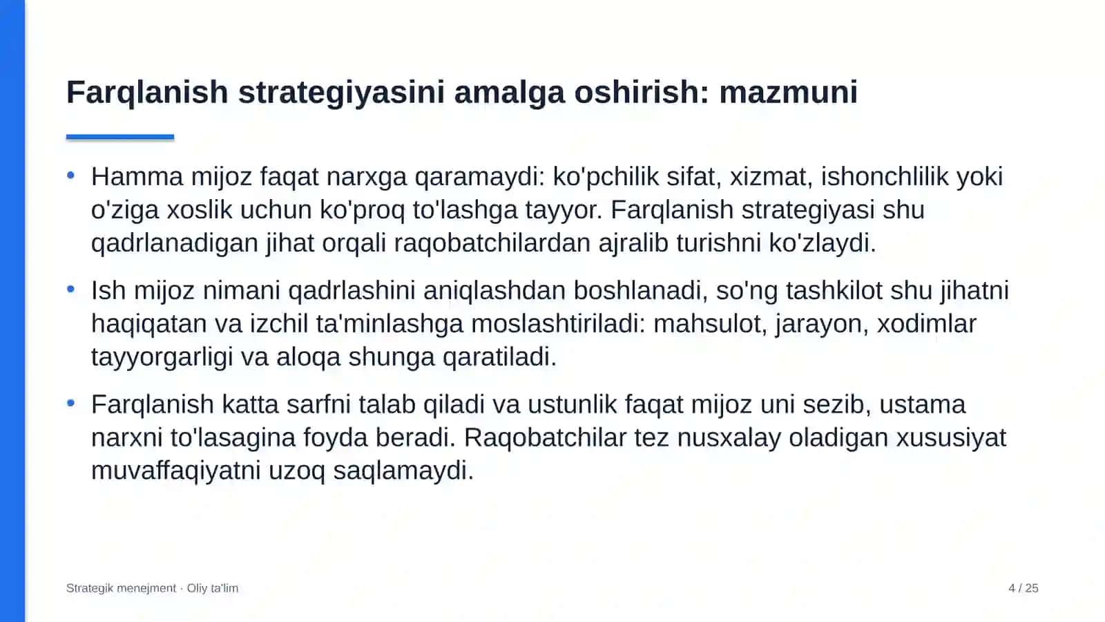 Strategik menejment · Oliy ta'lim 4