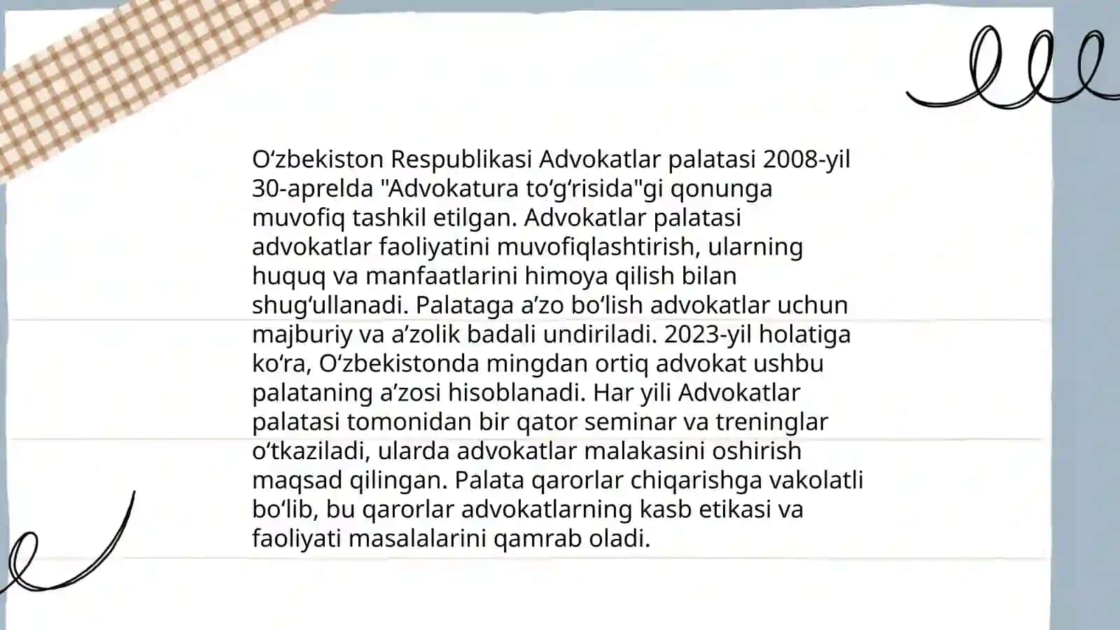 Oʻzbekiston Respublikasida advokatura 4