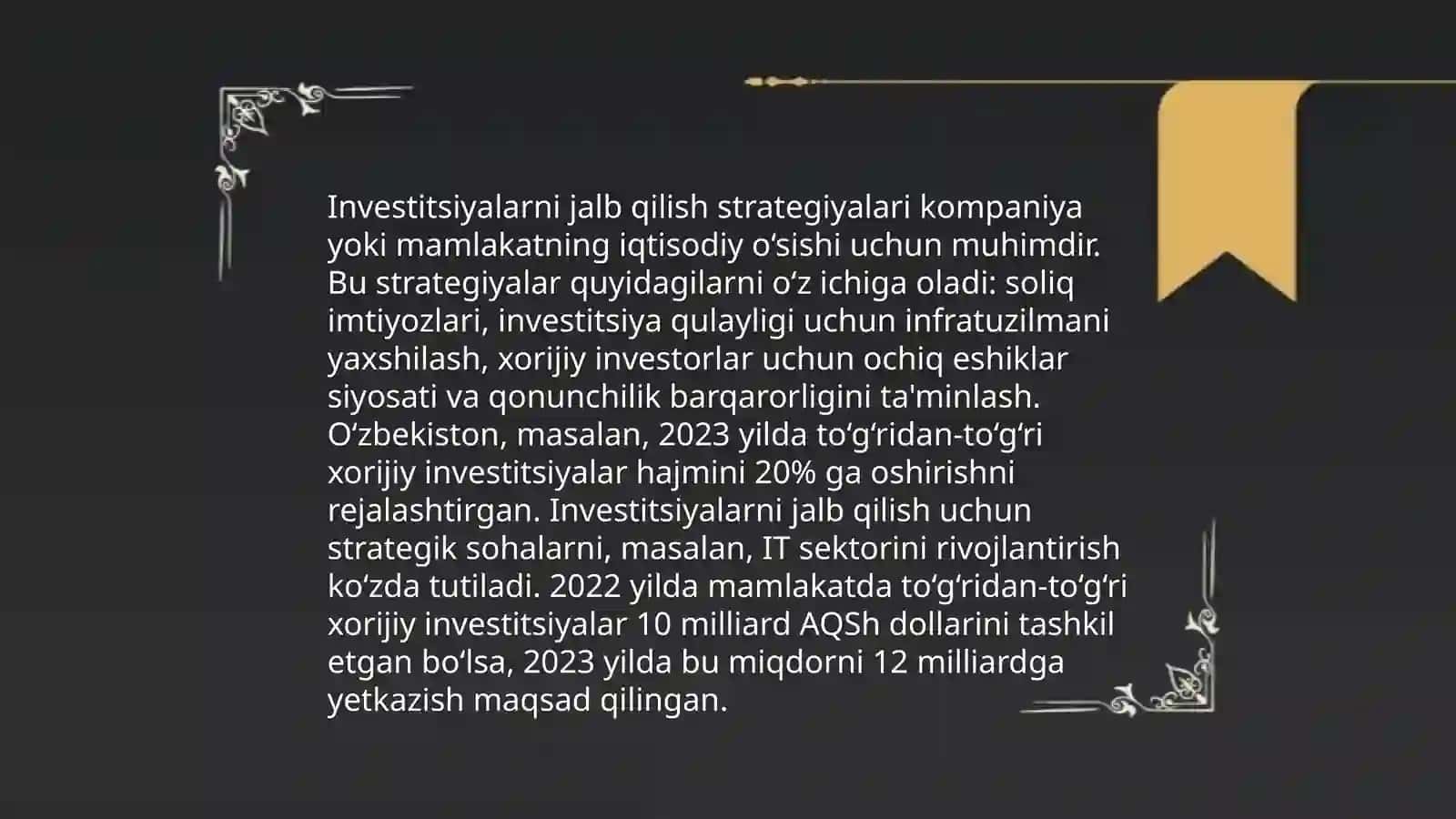 O'zbekiston Respublikasi investitsiya siyosati 4