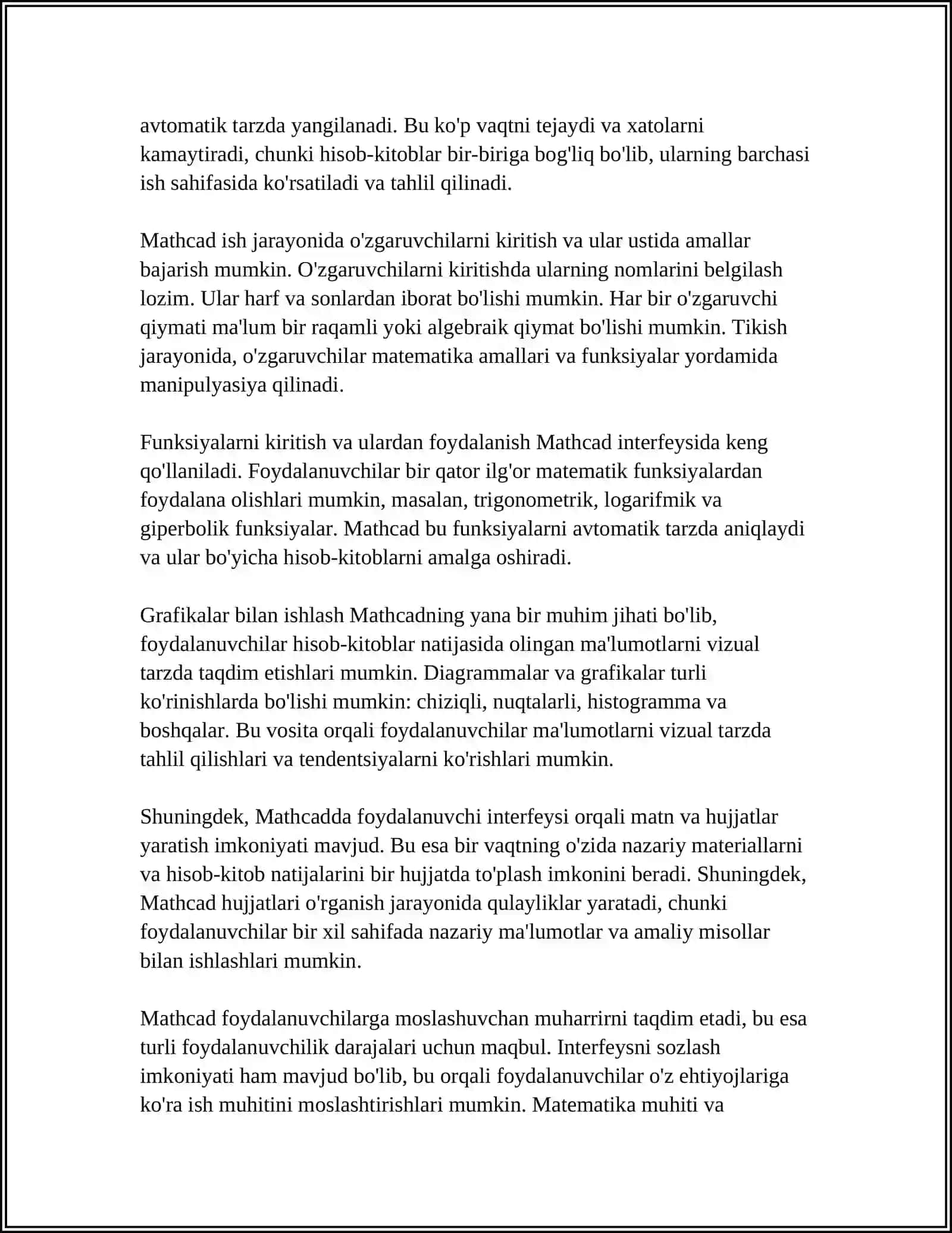 MATHCAD BILAN TANISHUV 4