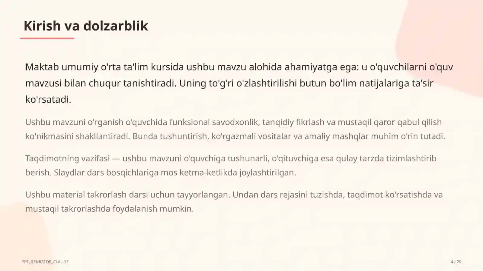 Tabiiy fanlar soatlari 4