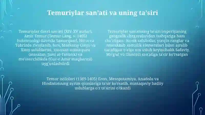 Amir Temur va temuriylar davri tarixi 4