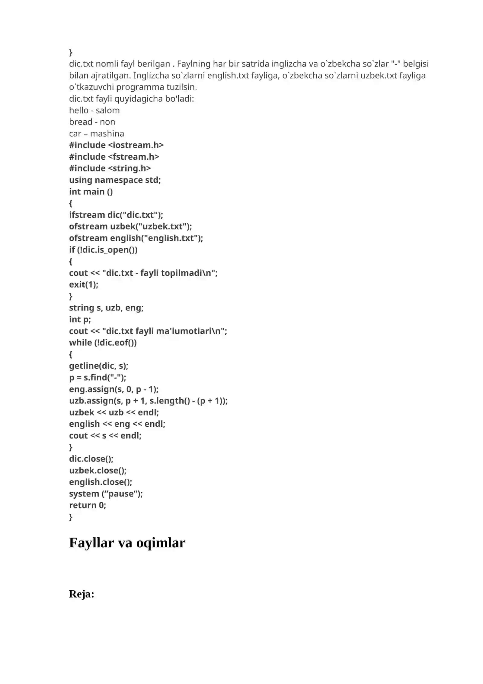 Matnli va binar fayllar bilan ishlash 4