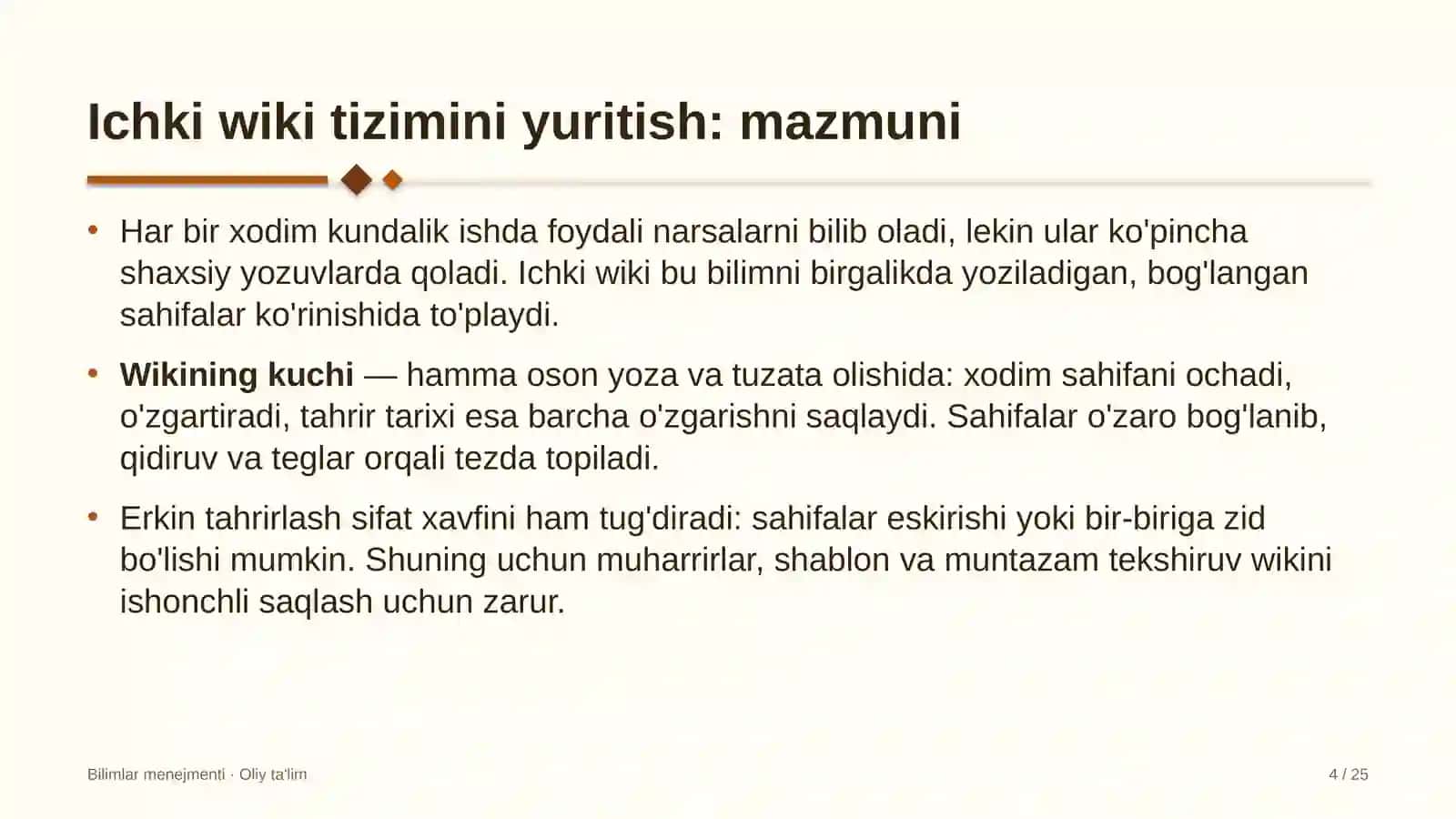 Import faoliyatida ichki wiki tizimini yuritish 4
