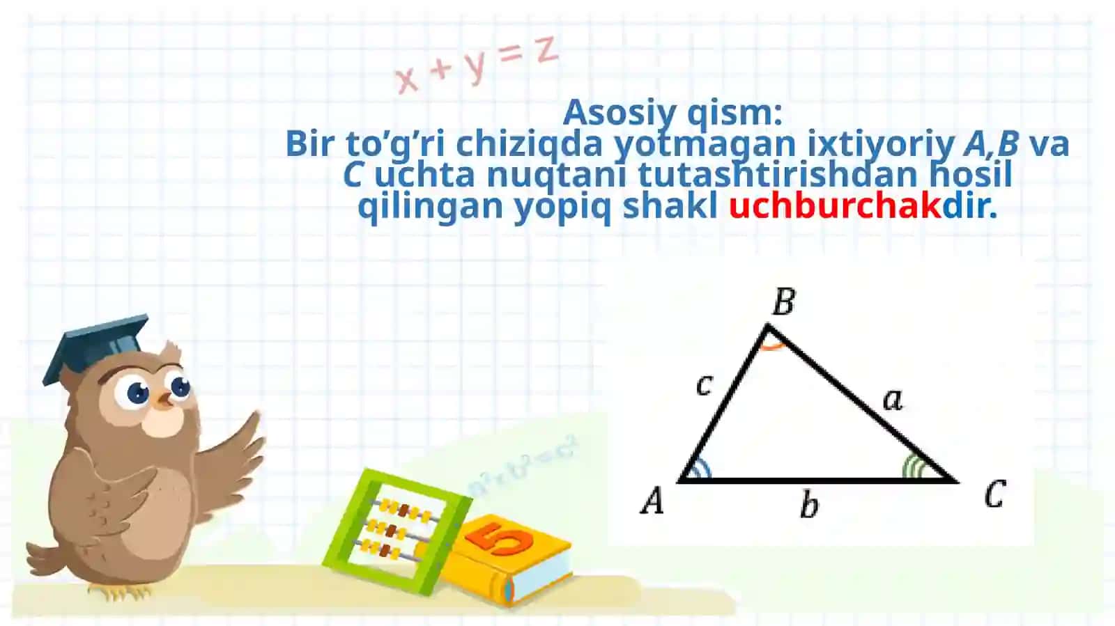 Uchburchak, uning elementlari va perimetri 4