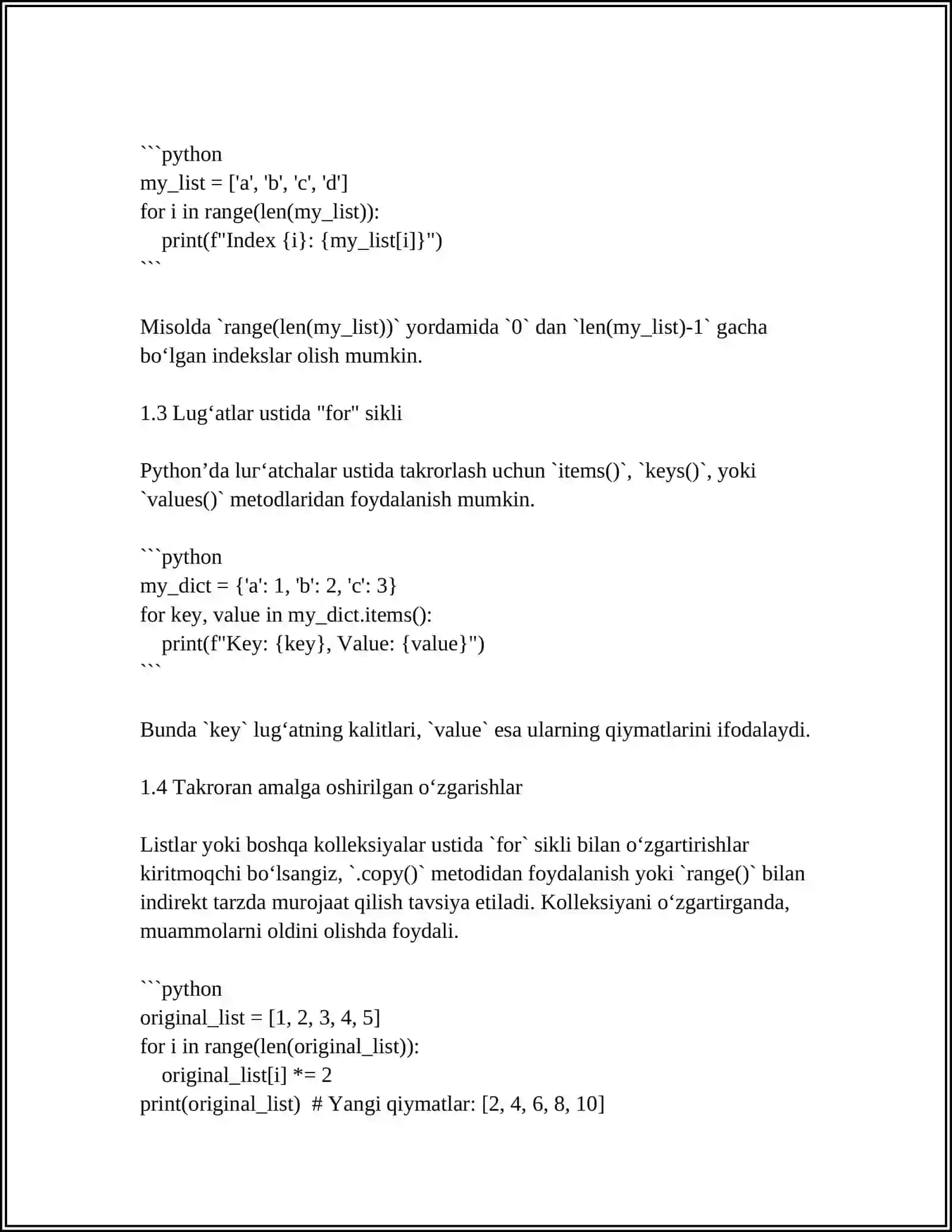 PYTHON DASTURLASH TILIDA TAKRORLANUVCHI ( FOR WHILE, DO WHILE) OPERATORLARI 4