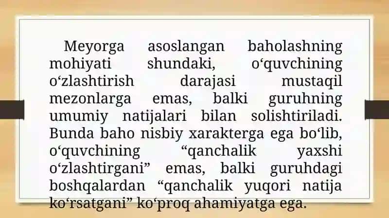 Meyorga asoslangan baholash 4