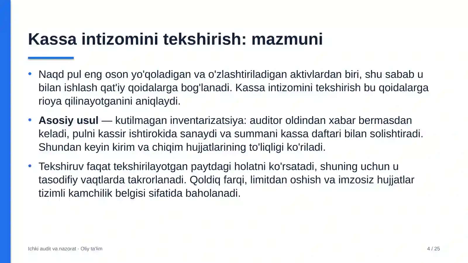 Dehqon xo'jaliklarida kassa intizomini tekshirish 4