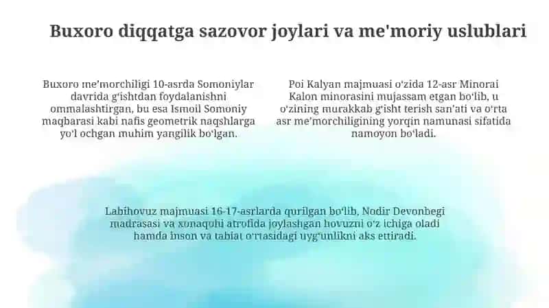 Buxoro shahri va tarixiy obidalari 4
