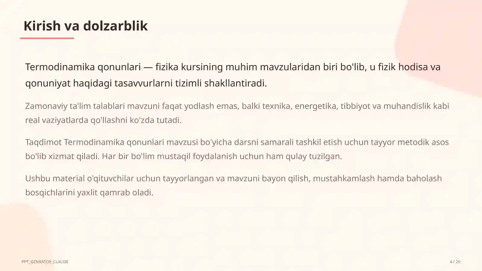 Termodinamika qonunlari (10-sinf) 4