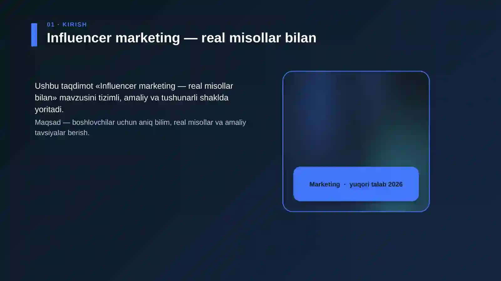 Influencer marketing — real misollar bilan 4