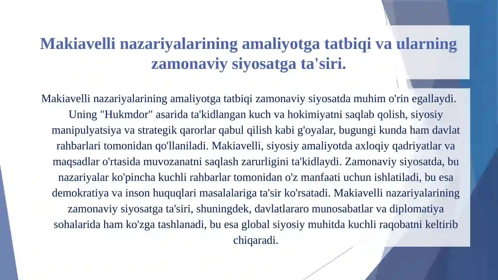 Makiavellining "Hukmdor" Asari 4