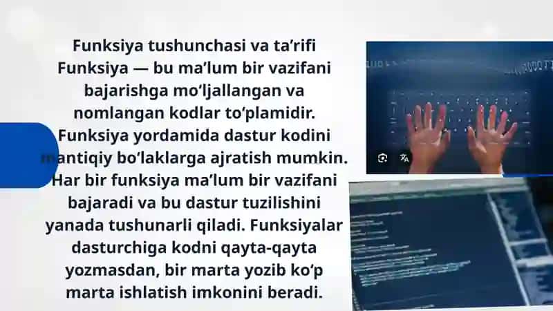PYTHONDASTURLASH TILIDA FUNKSIYA VA MODULLAR 4