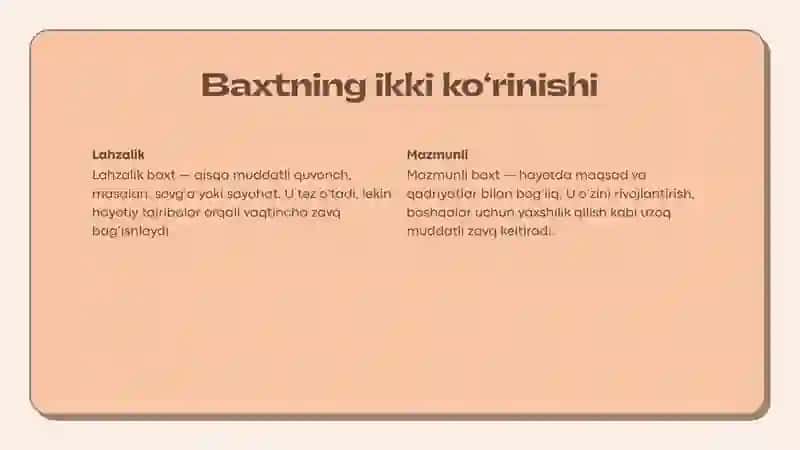 Baxt - o'zi nimadur. 4