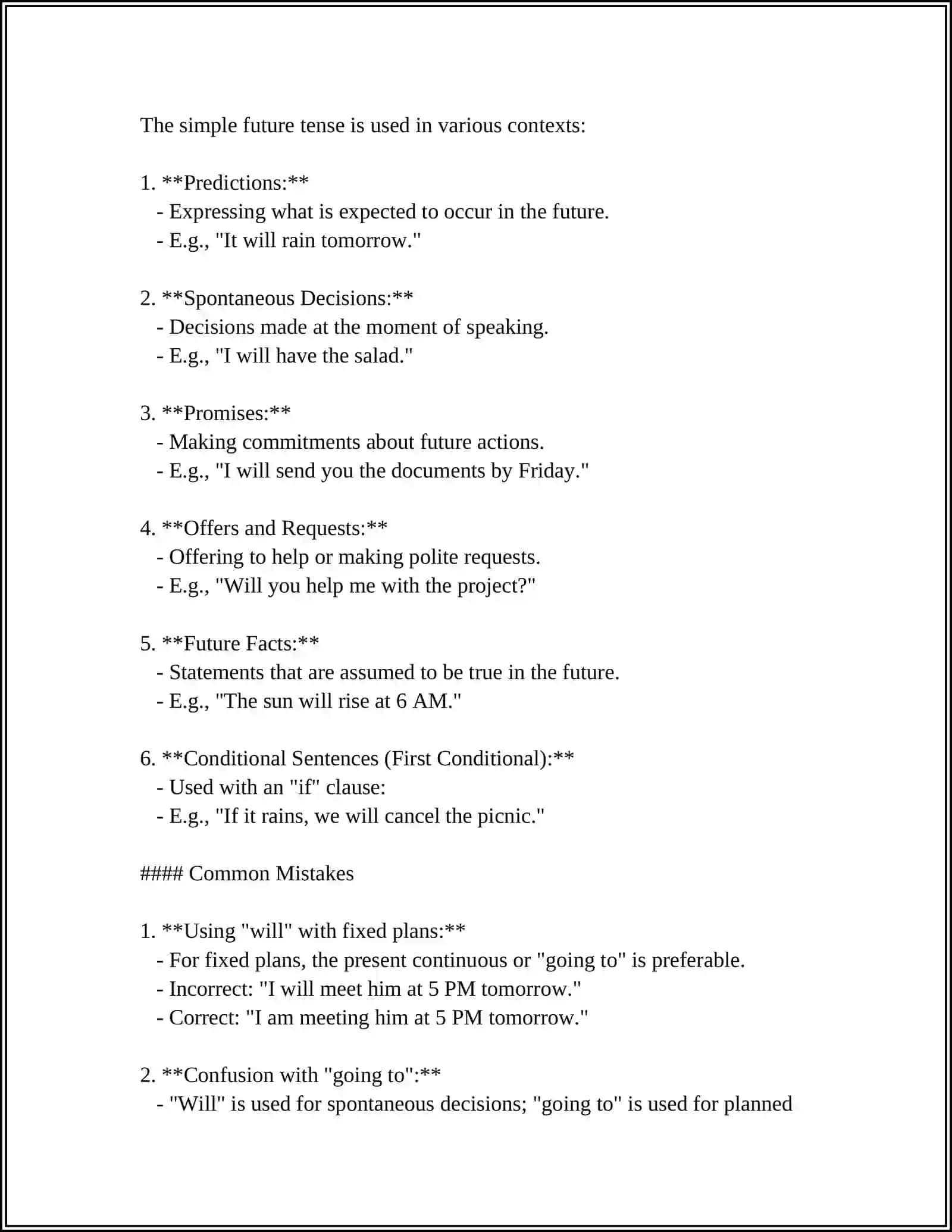 SIMPLE FUTURE TENSE Structure 4