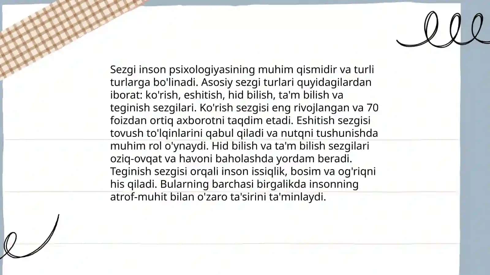 Sezgi, Diqqat, Xotira va Ular 4