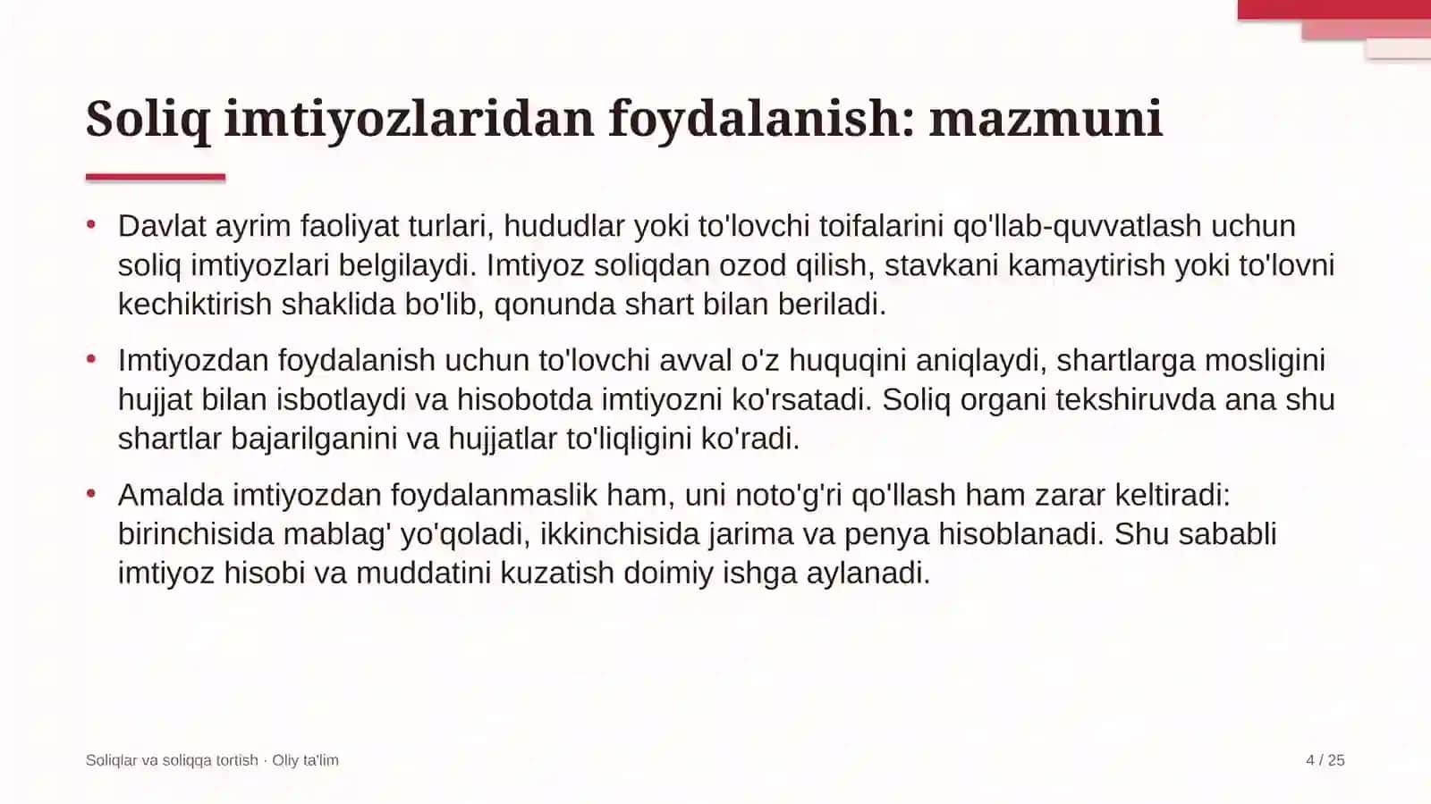 Elektron hujjat aylanishi tizimlarida soliq imtiyozlaridan foydalanish 4