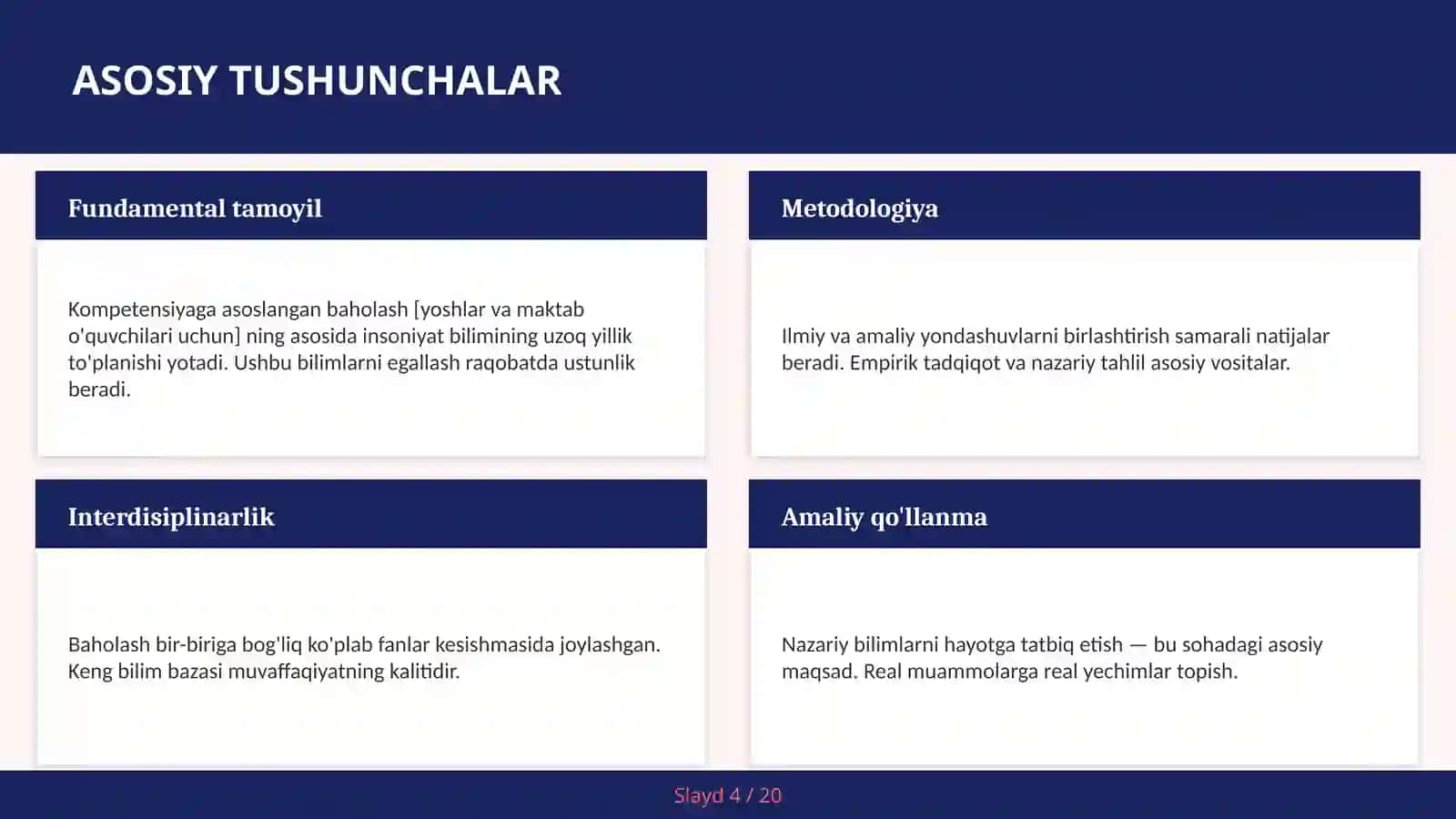 Kompetensiyaga asoslangan baholash [yoshlar va maktab o'quvchilari uchun] 4