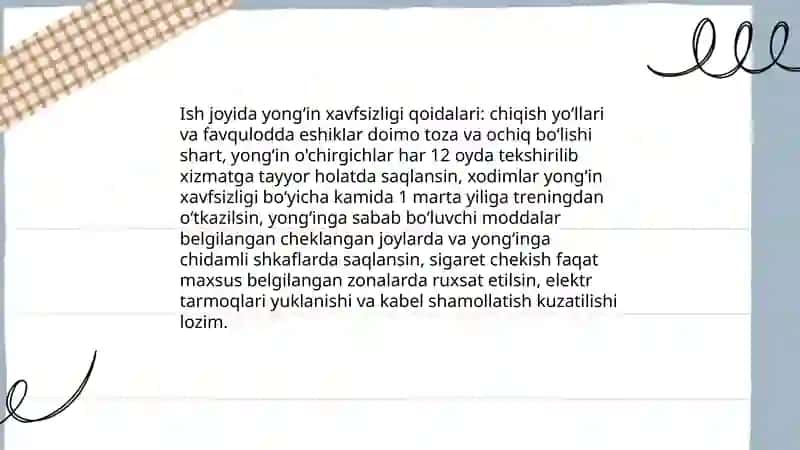 Yongʻin xavfsizligi qoidalari 4