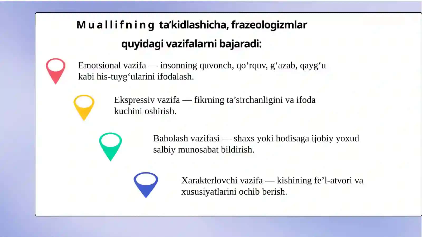 Frazeologizmlar. Taqdimot 4