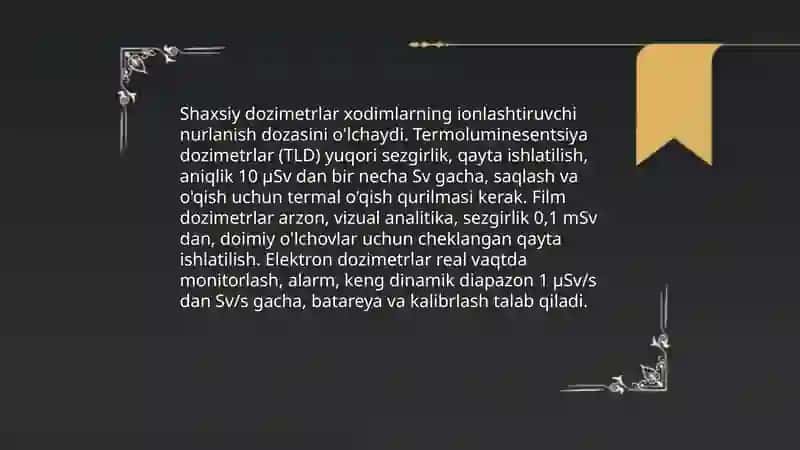 Dozimetrik va Radiometrik Nazorat 4