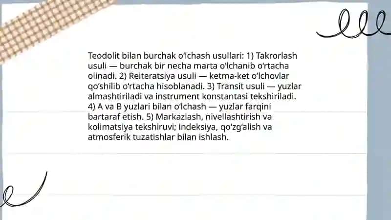 Topografik asbob uskunalar va ular bilan ishlash 4