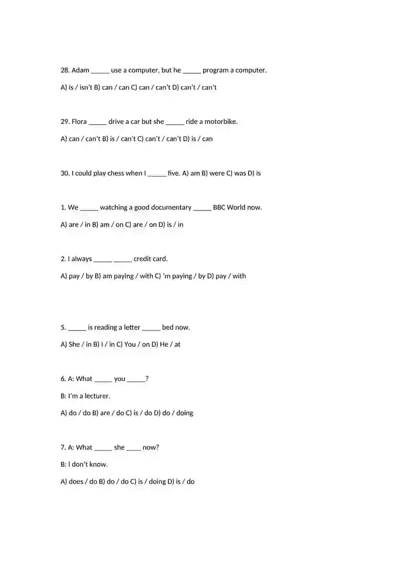 English Language Test 4
