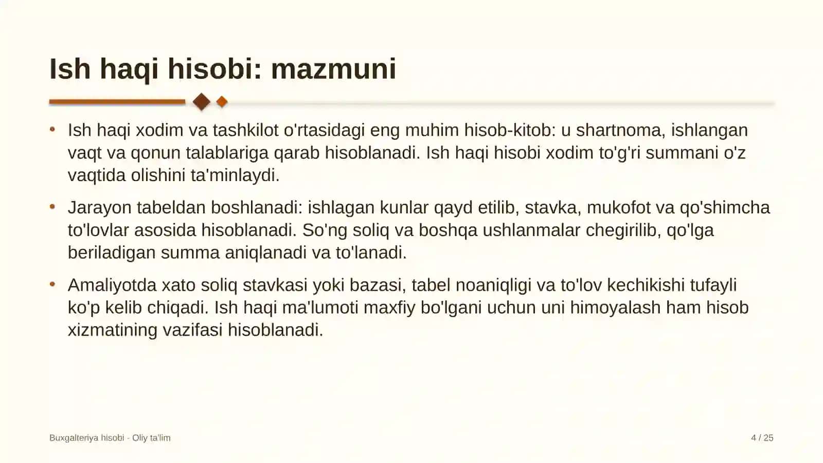Yog'-moy sanoatida ish haqi hisobi 4