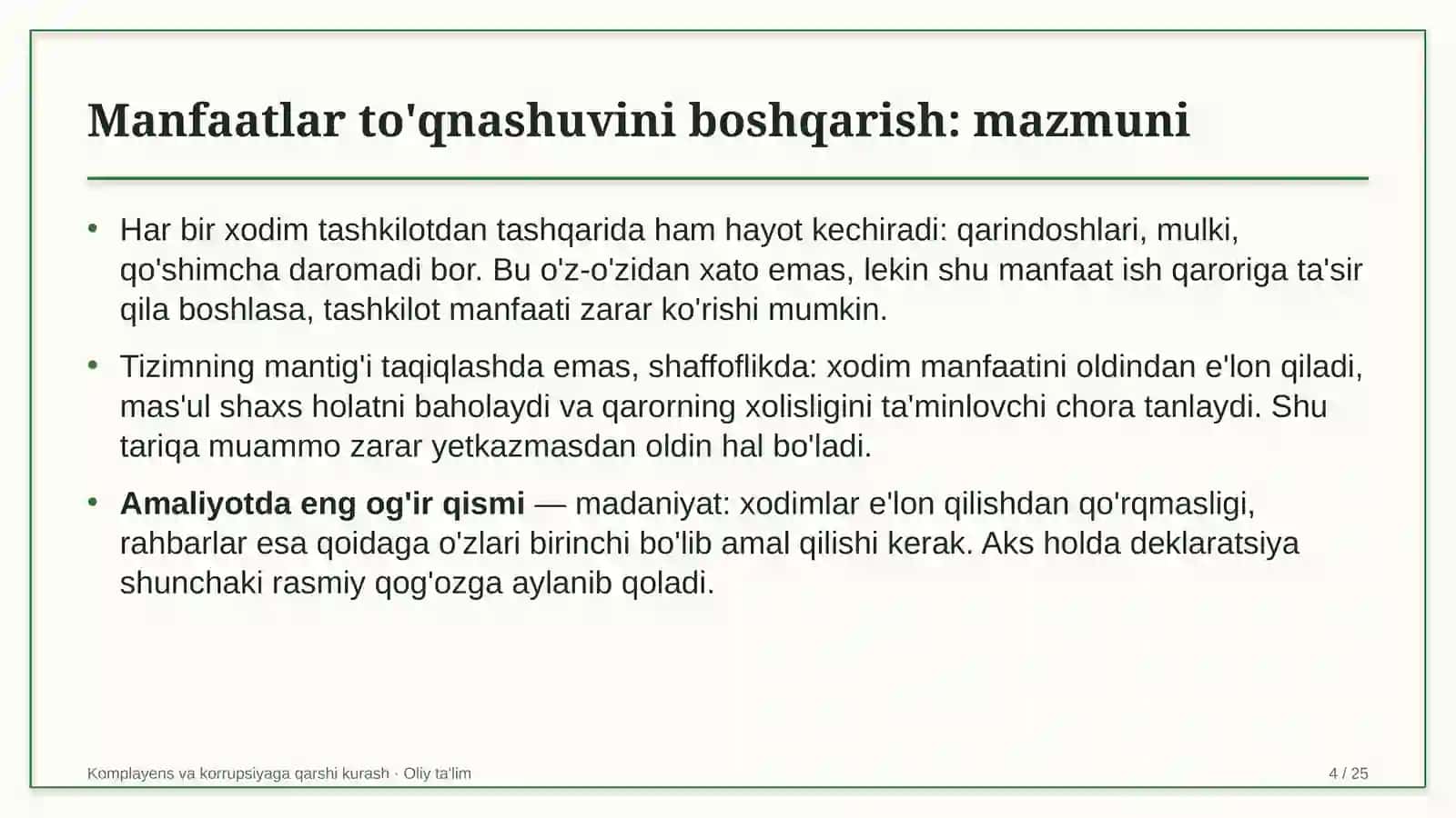 Shakar sanoatida manfaatlar to'qnashuvini boshqarish 4