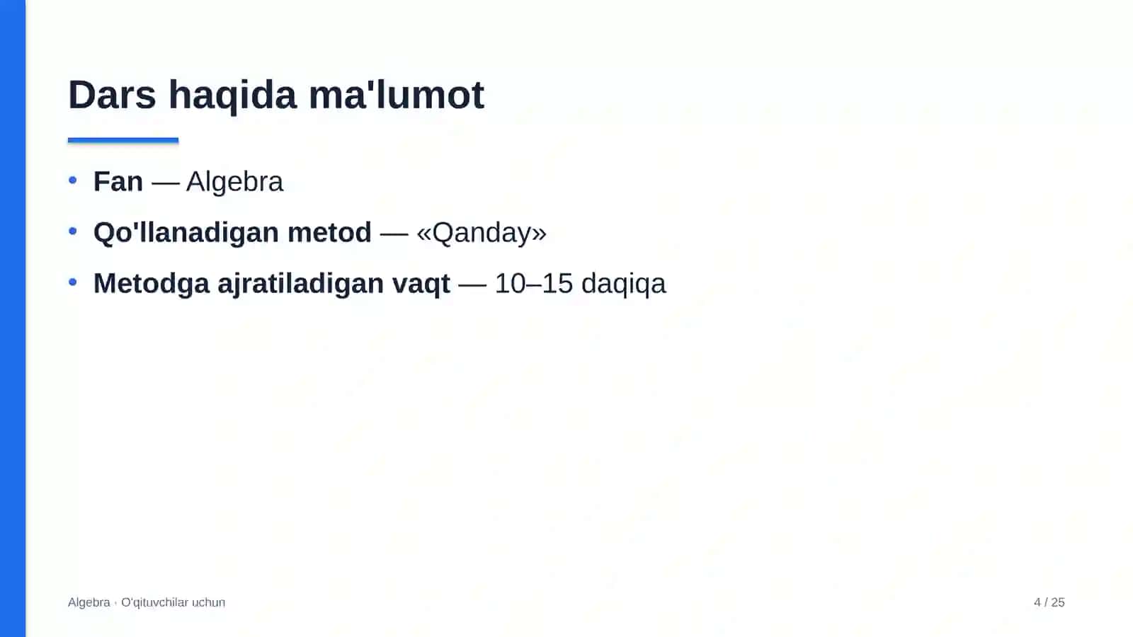 algebra darslarida qanday metodidan foydalanish 3470 4