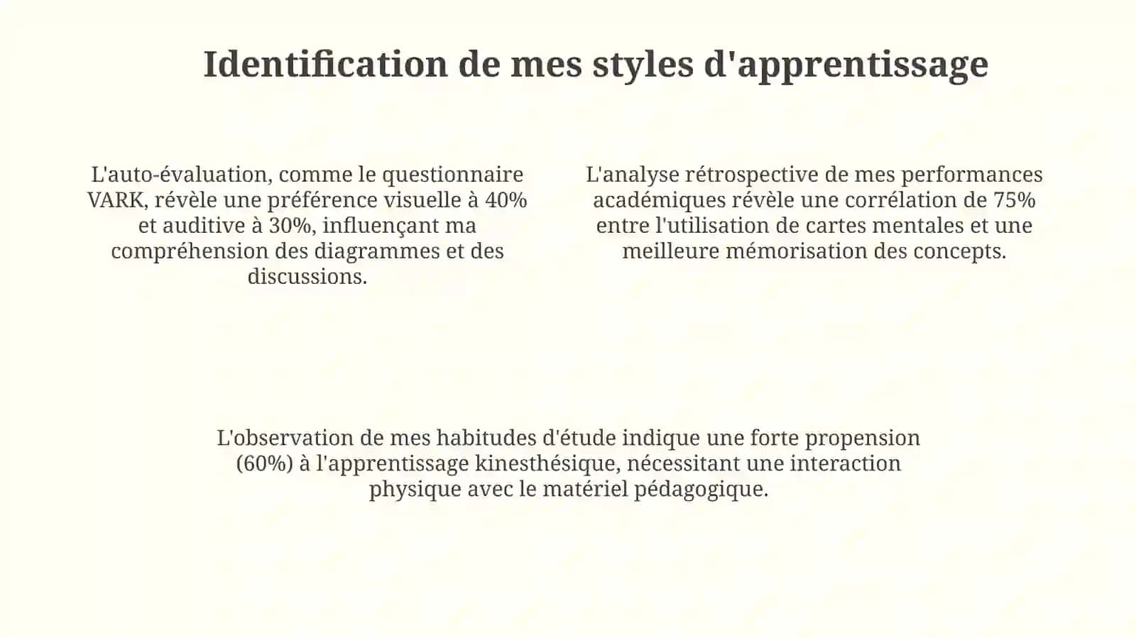 Analyse de ses propres styles d'apprentissage 4