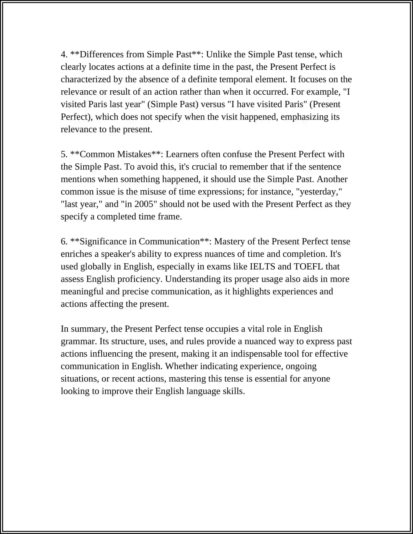 PRESENT PERFECT TENSE 4