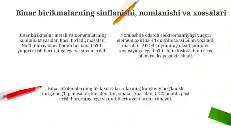 Guruh elementlarining binar birikmalari va sanoatdagi ahamiyati 4