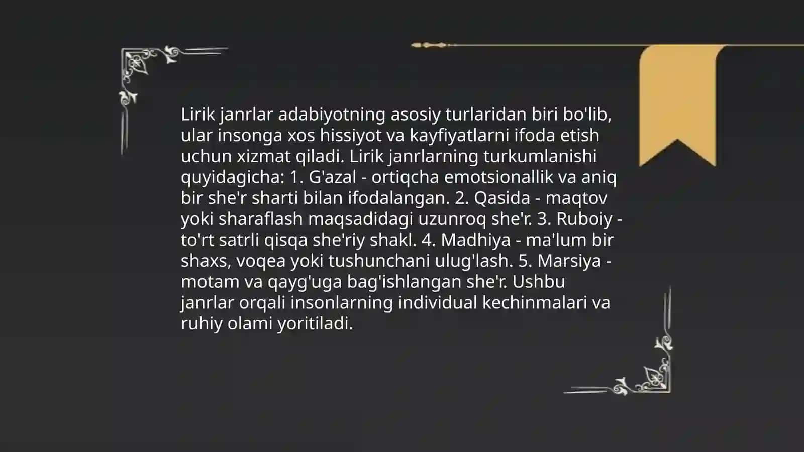 Lirik tur va uning janrlari 4