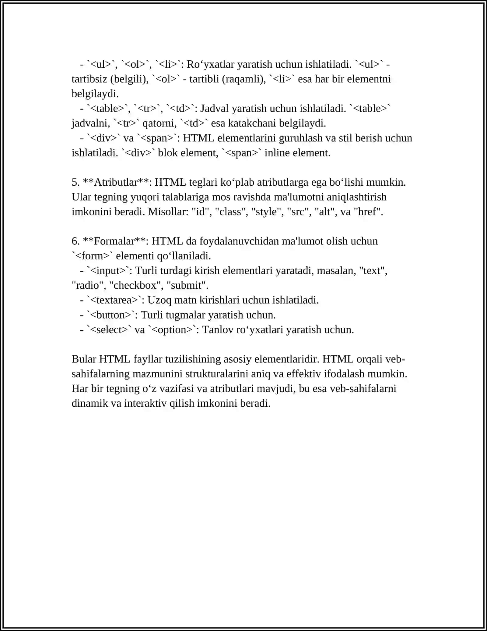 HTML FAYLLAR YARATISH 4