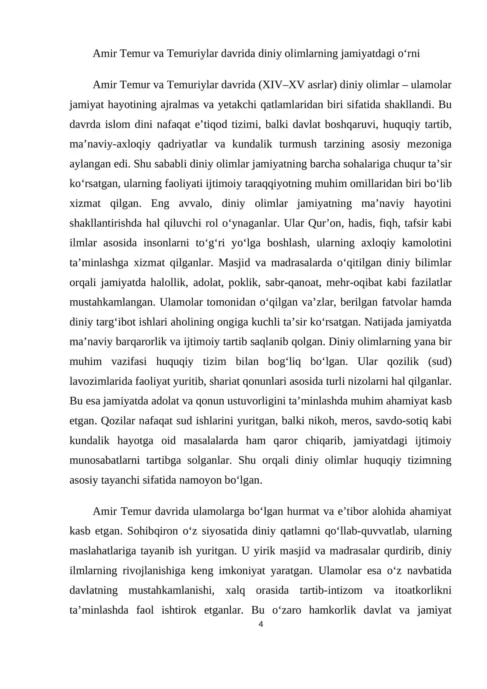 Amir Temur va Temuriylar davrida diniy olimlar 4