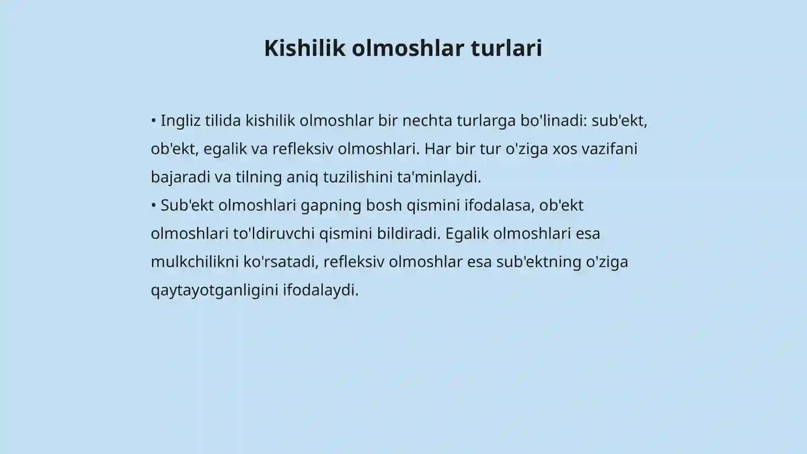 Ingliz tilida kishilik olmoshi 4
