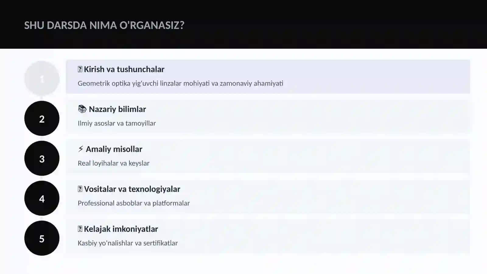 Geometrik optika yig'uvchi linzalar 4
