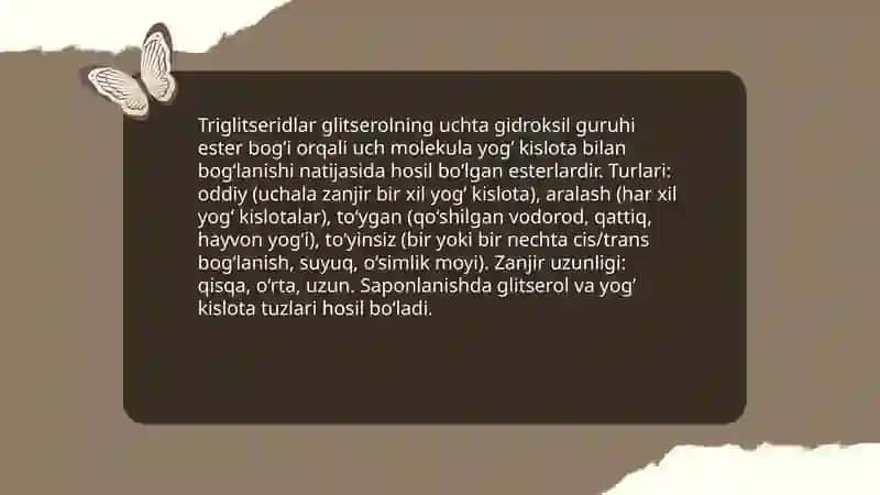 Lipidlar.Sovunlanadigan va sovunlanmaydigan lipidlar. 4
