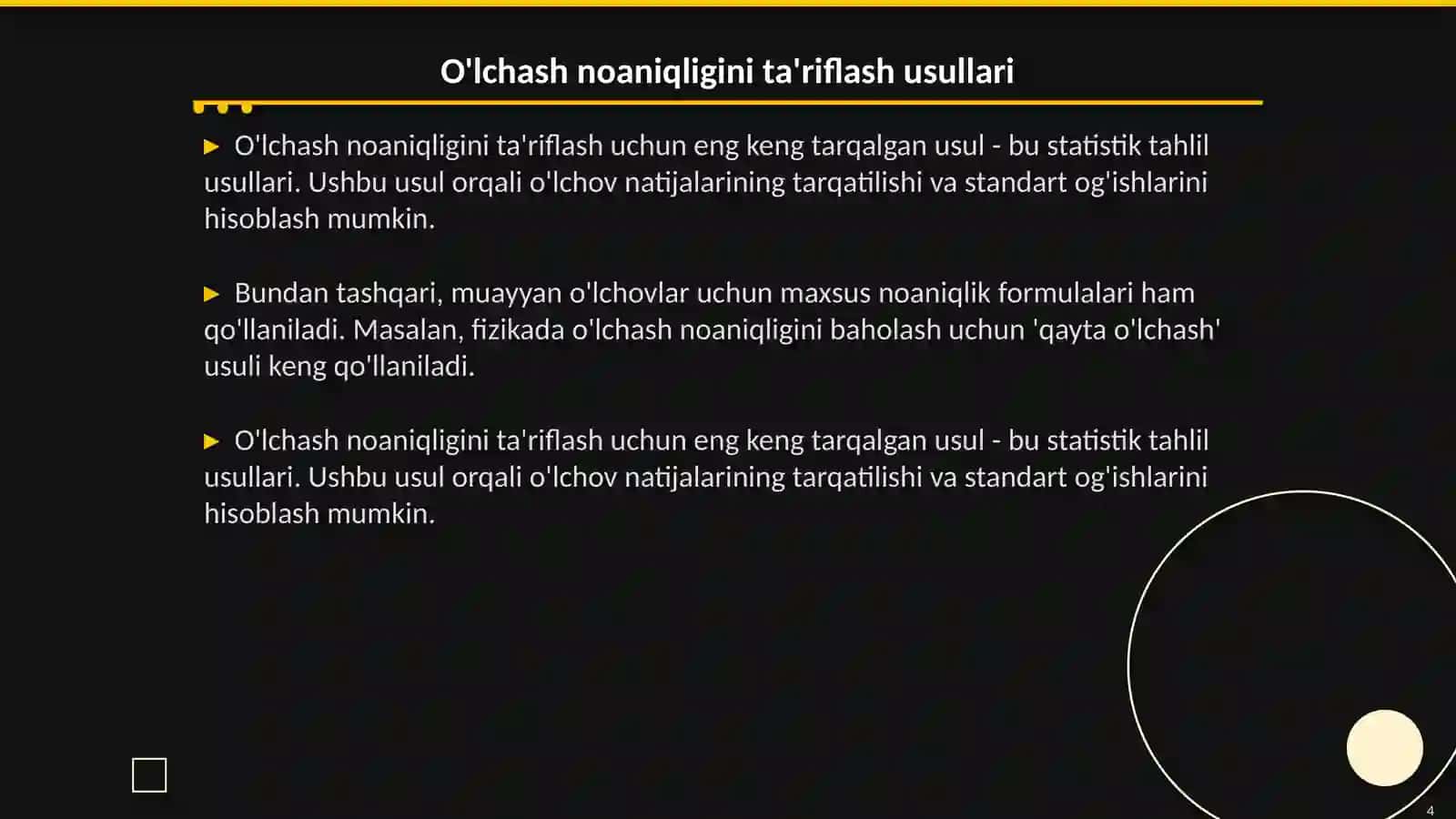 Oʻlchashlar noaniqligini baholash 4
