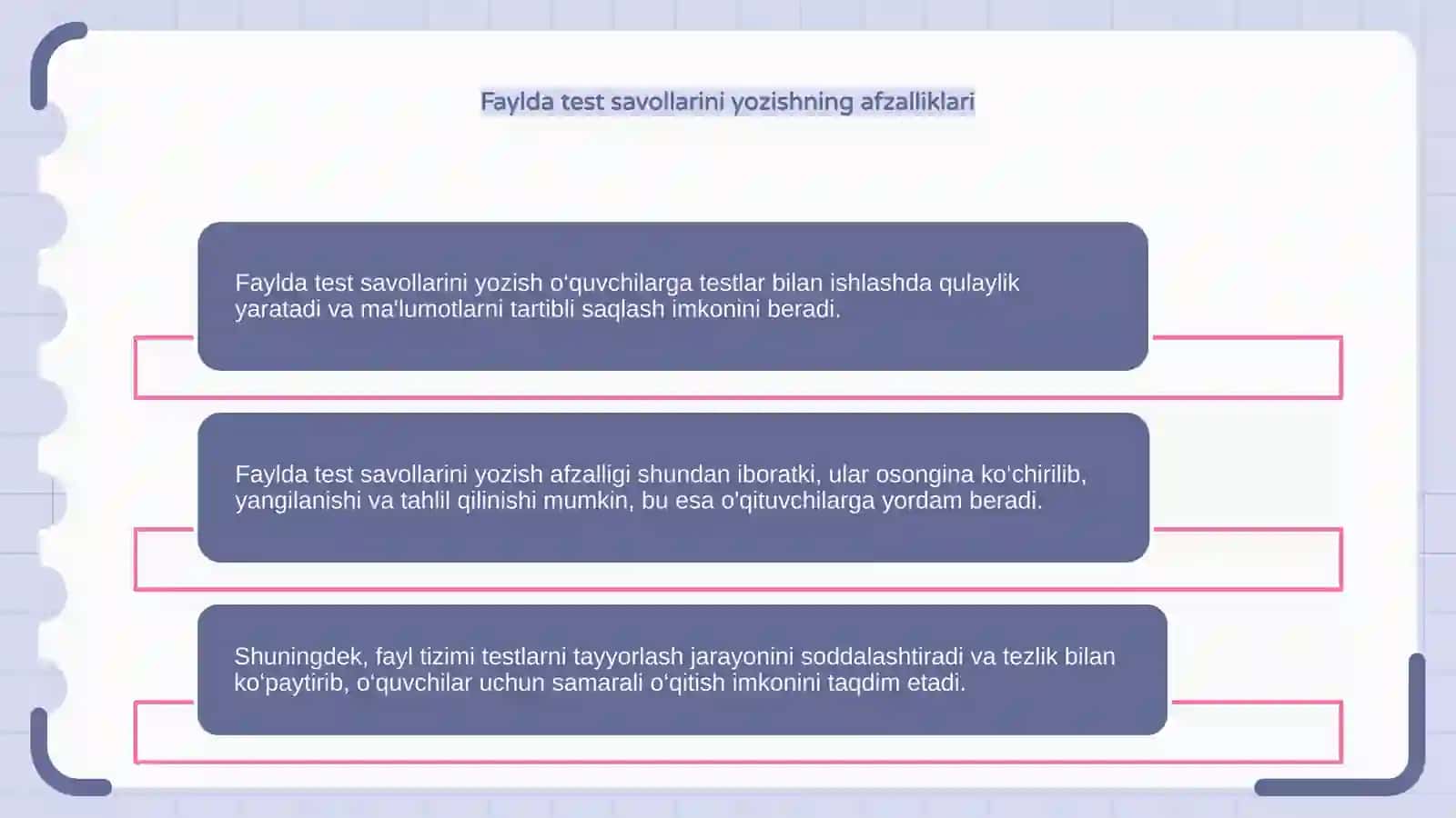 Test tizimi uchun savollar 4
