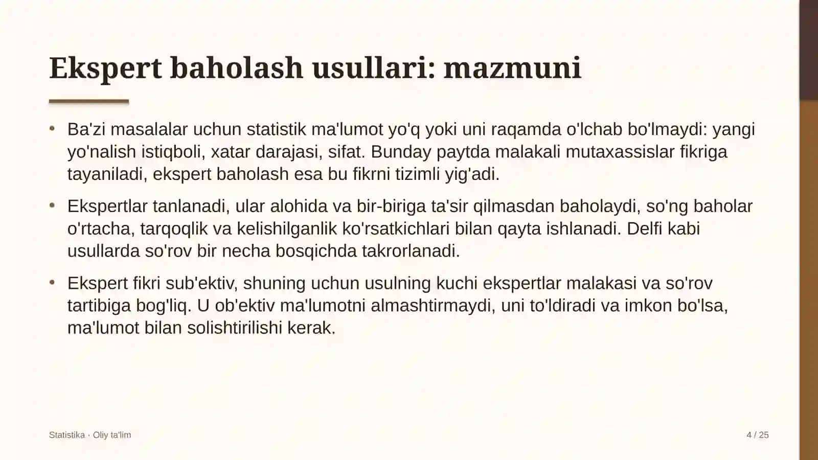 [Tashqi savdoda ekspert baholash usullari] 4