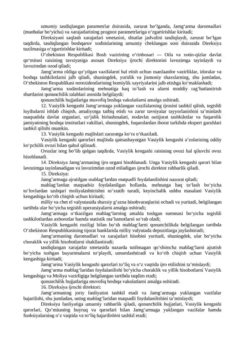 OILA VA XOTIN-QIZLARNI QO‘LLAB-QUVVATLASH DAVLAT MAQSADLI JAMG‘ARMASI FAOLIYATINI TASHKIL ETISH TO‘G‘RISIDA 4