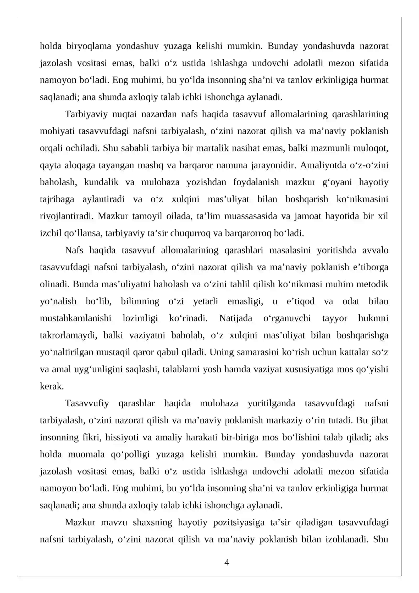 Nafs haqida tasavvuf allomalarining qarashlari 4