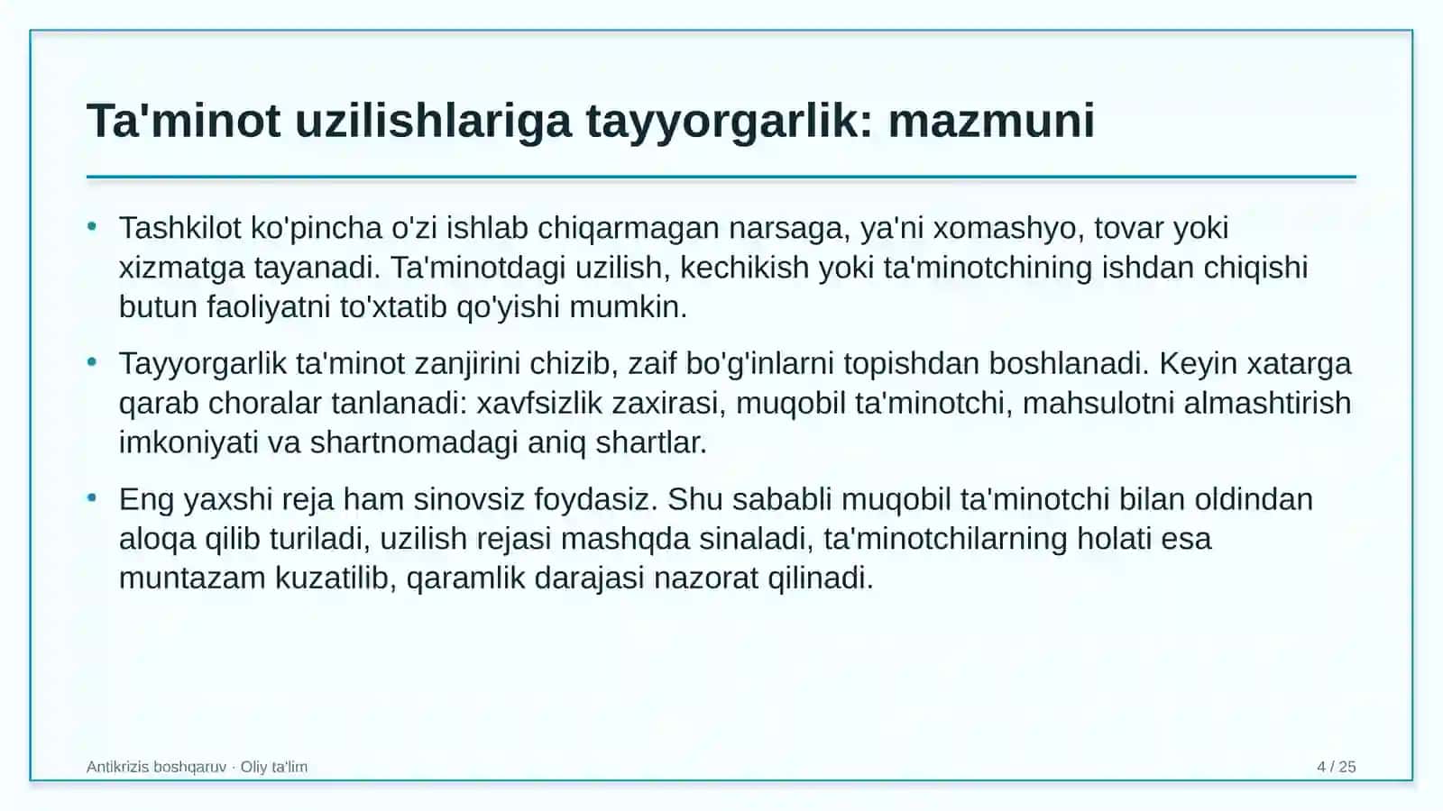 Kriminalistika laboratoriyalarida ta'minot uzilishlariga tayyorgarlikni ta'minlash 4