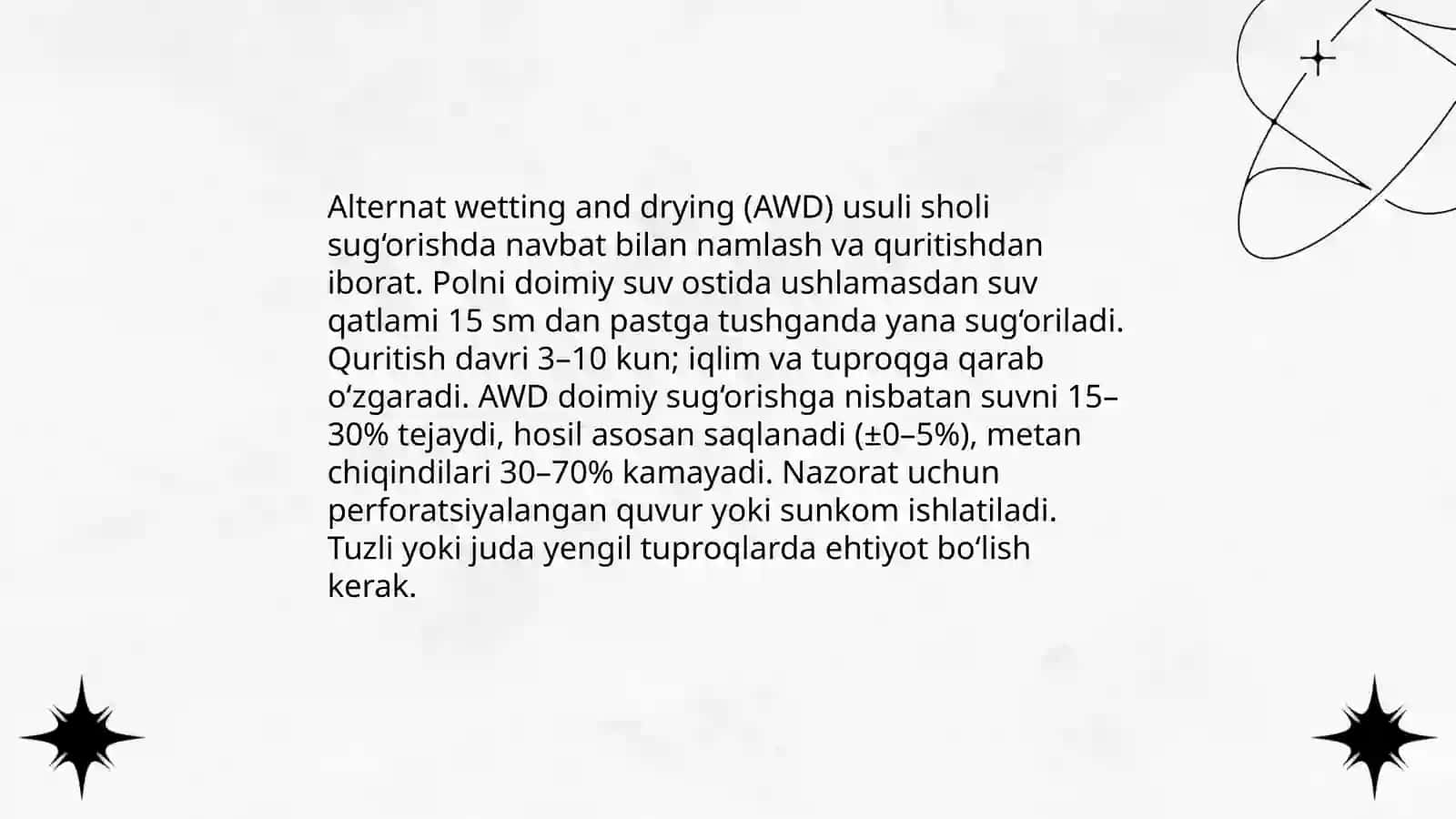 Suv taqchil sharoitda qishloq xojalik ekinlarini sug’orishda suvdan tejamli foydalanish usullari bug’doy sholi makkajoxori va poliz ekinlari misolida 4