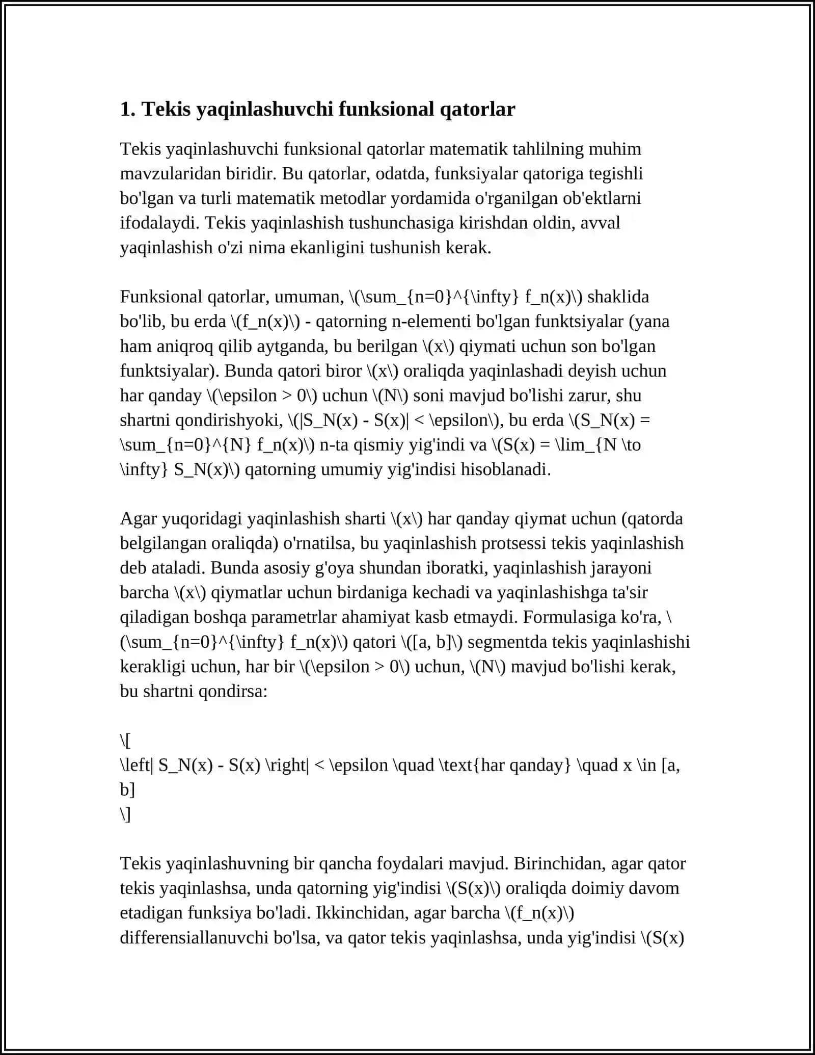 Tekis yaqinlashuvchi qatorlar 4