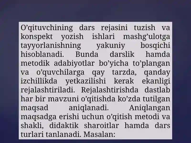 Nazariy dars rejasi 4