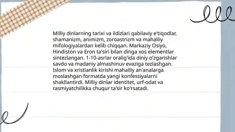 Milliy dinlar 4